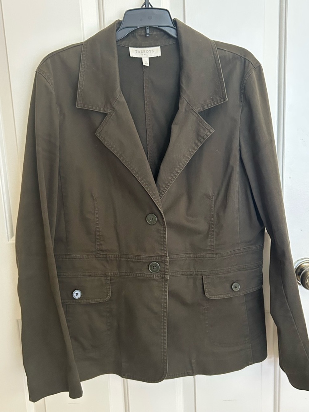 Talbots Olive Tailored Cotton Blend Blazer Jacket Sz 14